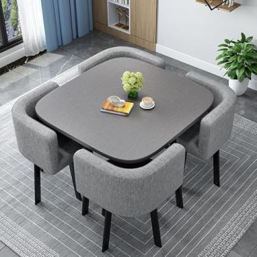 Imagem de Conjunto De Mesa De Jantar Quadrada Redonda C De Linho Com Cadeiras Para Espaço Pequeno 5 Peças Mesa E Cadeiras De Cozinha Modernas Mesas E Cadeiras De Cozinha Economizadoras De Esp, Linen a