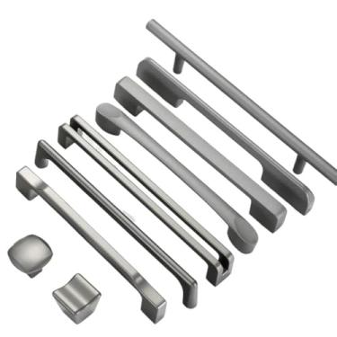 Imagem de CXYFQUUK Maçanetas e puxadores de armário de cozinha cinza estrelado em liga de alumínio puxadores de porta de armário ferragens 2 peças (4123-192 mm)