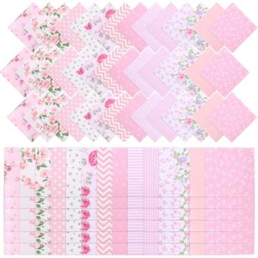 Imagem de DJAPWPX Pacote de tecido de algodão 126/120 peças, 12,7 x 12,7 cm, tecido de embrulho de algodão estampado floral quadrado multicolorido para artesanato, costura de patchwork, cerca de 1 mm de