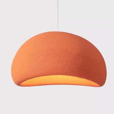 Imagem de YQSLQZZ Lustre de sala de jantar cúpula, luminária pendente de casa de fazenda estilo Wabi-sabi, luzes de teto suspensas acima da mesa de jantar, altura ajustável, luzes E27*1