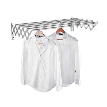 Imagem de Toalheiro de aço inoxidável secador de roupa banheiro banheiro montado na parede retrátil multifuncional grande capacidade 5 trilhos/40 cm (70 cm)