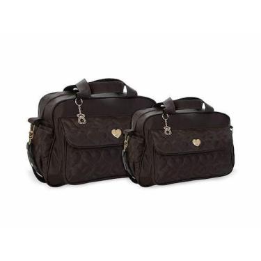 Imagem de Kit De Bolsas Barato Bebê Coração Marrom Griff 2 Peças Atacado Revenda