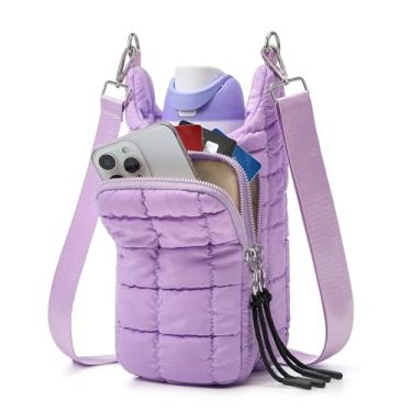Imagem de WOOMADA Suporte para garrafa de água com alça bolsa de transporte para garrafa de água (lavanda)