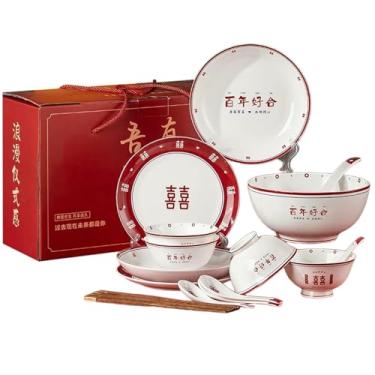 Imagem de Pratos festivos requintados de cerâmica utensílios domésticos requintados de alta temperatura - conjunto de 18 peças "caixa"