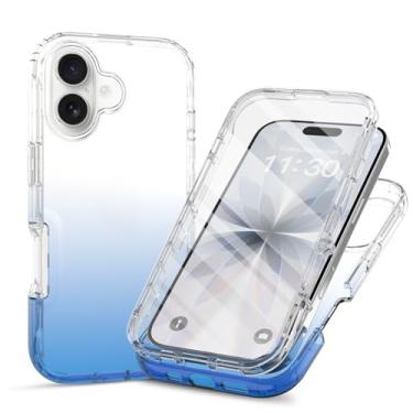 Imagem de Capa transparente de proteção total de 360° com protetor de tela integrado para iPhone 17, capa fina de TPU e PC, bordas elevadas, aderência antiderrapante, design de camada dupla à prova de choque
