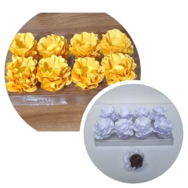 Imagem de Forminhas para Doces, 80 Peças Decorativas em Formato de Flor para Festas, Casamentos e Aniversários (Amarela e Branca)