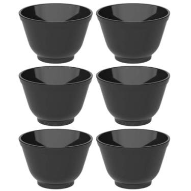 Imagem de Kit 6 Cumbucas Bowl 450ml Tigela Preta de Plástico Sobremesa Açaí Cereais Salada Coza Uno