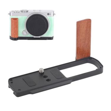 Imagem de SZZCNOX Suporte de metal em L para câmera Panasonic LUMIX S9, cabo de madeira com placa de liberação rápida tipo Arca, sem bloqueio para interfaces e compartimento de cartão de memória (Preto)