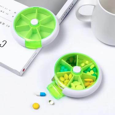 Imagem de Organizador semanal de comprimidos para uso diário, dispensador de comprimidos de 7 dias, organizador giratório de comprimidos com 7 compartimentos para suplementos de óleo de peixe, recipiente de