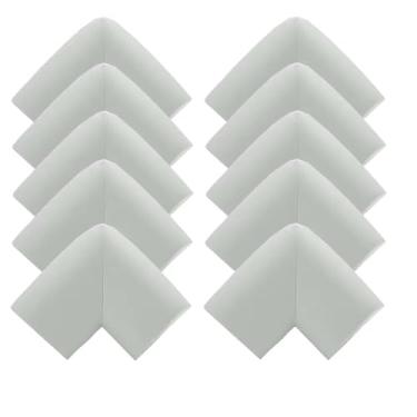 Imagem de Pacote com 10 protetores de canto de espuma de borracha macia para uso em L, proteção de canto de espuma de borracha pré-colada de segurança para lareira, mesa, escada, armário, cinza