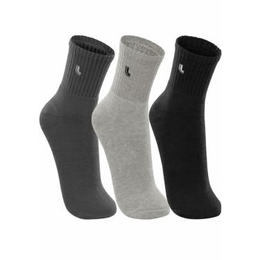 Imagem de Kit 3 Meias Cano Médio Lupo - Preto/Cinza/Chumbo - 03248 | Pau a Pique