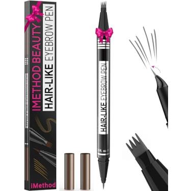 Imagem de iMethod Caneta Para Sobrancelhas Microblading - Lápis De Sobrancelhas Mágico 2 Em 1 Com Ponta Dupla Para Mulheres, Com 4 Pontas Em Garfo E Ponta De Pincel Precisa, Cria Sobrancelhas Naturais Como P