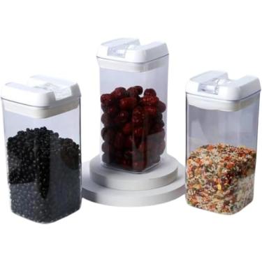 Imagem de Conjunto de 3 Potes Herméticos de Armazenamento,Free BPA, Plástico Transparente, 1200ML, para Grãos, Cereais e Alimentos Secos, Potes com Tampa Vedante para Mantimentos, Cereais e Alimentos