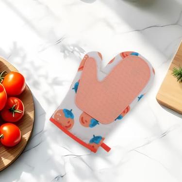 Imagem de Generic 1 peça de luvas de forno mão esquerda caqui Blessing Patch luva de forno lavar apenas à mão pano de algodão de silicone laranja 27 x 18 cm