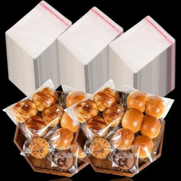 Imagem de OPP Bolsa de plástico autoadesiva transparente, faça você mesmo, bolsa de embalagem de biscoitos de doces de Natal, suprimentos de panificação para festas de fim de ano (200 peças)