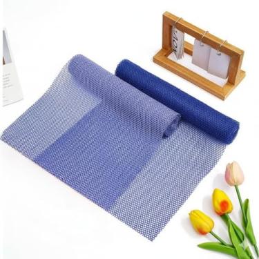 Imagem de Esponja de rede, rede esfoliante africana longa, esponja de banho, rede de chuveiro de pano, rede de limpeza corporal, para uso diário, 30,5 x 31,5 cm (azul, 30,5 x 80 cm)