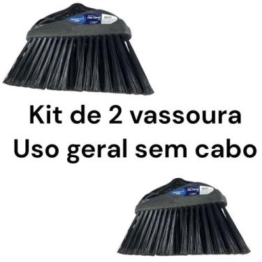 Imagem de KIT DE 2 VASSOURA USO GERAL RETA PRETA SEM CABO 23x29CM EM NYLON PERFE