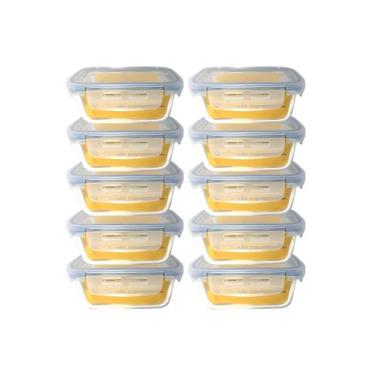 Imagem de Kit Marmita de Vidro Hermética Retangular com Tampa 4 Travas 1040ml  O