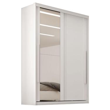 Imagem de Guarda Roupas Casal 2 Portas De Correr Com Espelho 100% Mdf 3 Gavetas Ravena Branco