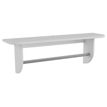 Imagem de Prateleira Branco Brilho Com Cabideiro Metálico - Móveis Peroba