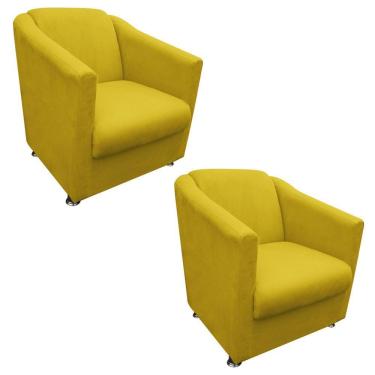 Imagem de Kit 2 Poltronas Tilla Decorativa Escritório Suede Amarelo