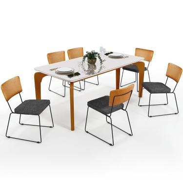 Imagem de Mesa Capri 160cm Off White E 6 Cadeiras B05 WhiCinza Escuro