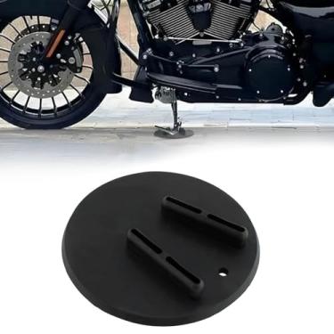 Imagem de FINMOKAL Placa de suporte lateral para motocicleta compatível com Harley Touring Sportster, preta