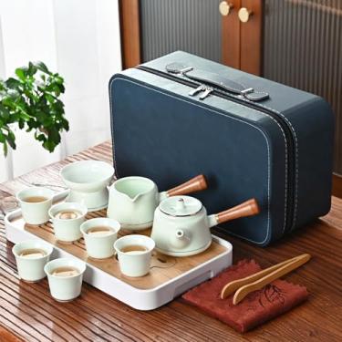 Imagem de Conjunto de chá chinês, conjunto de chá de Kung Fu, conjunto de chá de Gongfu com 6 xícaras de chá, bule de chá com alça lateral (CebaG 6 xícaras)