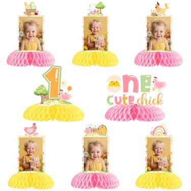 Imagem de 8 peças de centro de mesa de galinha com tema de frango, decoração de festa de 1º aniversário, decoração de mesa de galo de galo de galo Este pintinho é um favo de mel para animais de fazenda, artigos