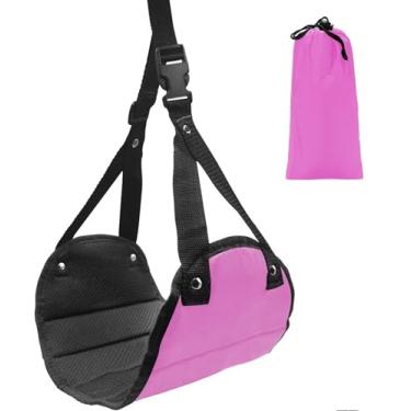 Imagem de Rede de descanso para os pés sob a mesa, apoio para os pés portátil de escritório e apoio para os pés de avião para viagens – rede ajustável para conforto embaixo da mesa, suporte ergonômico para pés