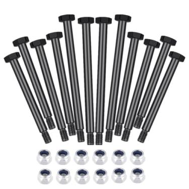 Imagem de QUPA AM STORE Polished Steel Lock-nut Style Hinge-Pin Threaded Hinge Pins Set Compatible with for 1/16 Tra-xxas Mini Maxx 2S XRT VXL-3S Monster Truck Upgrades