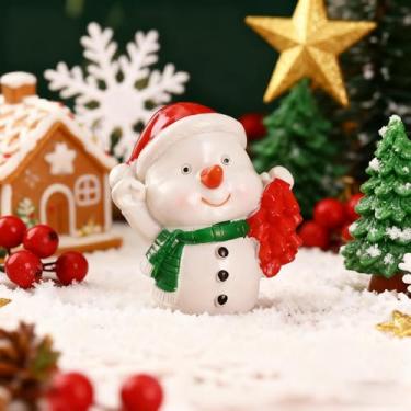 Imagem de Estética mini estatueta de árvore de Natal, enfeite criativo de mesa de Papai Noel, aconchegante decoração de mesa de escritório em casa para o Natal, boneco de neve emocionante