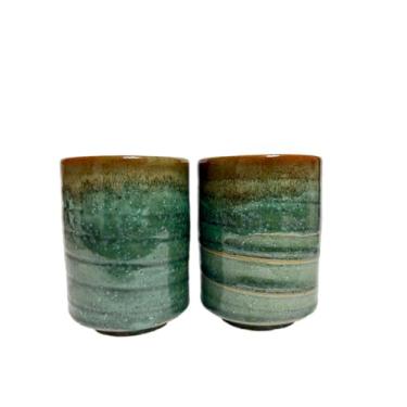 Imagem de j-pure hitomi Xícaras de chá Yunomi de cerâmica japonesa Mino Ware, 9 x 6 cm de diâmetro, 15 ml, Sensuji para chá verde quente conjunto de 2 do Japão