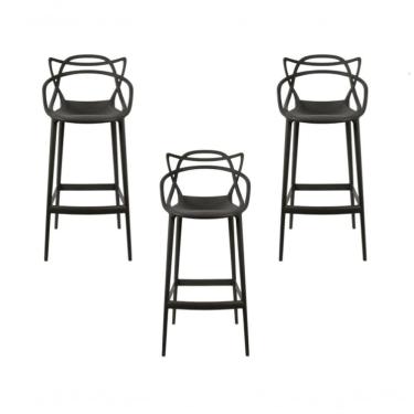 Imagem de Kit - 3 X Banquetas Médias Masters Allegra - 66 Cm - Preto