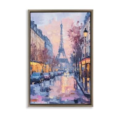 Imagem de Stupell Industries Arte de parede em tela flutuante emoldurada marrom da cidade abstrata Paris Street, design por Petal Prints Design, 78 x 53 cm
