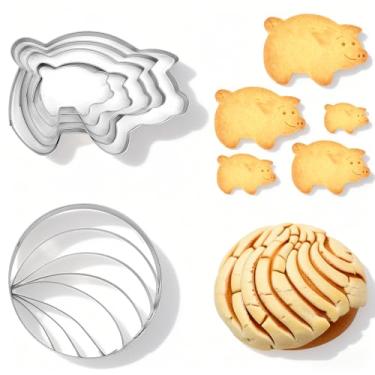 Imagem de LXUEJIE Conjunto de 6 peças de cortadores de biscoito de porco, molde de pão mexicano de aço inoxidável com 5 tamanhos, cortador de biscoito de porco, ferramenta engraçada para assar biscoitos para