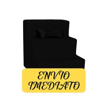Imagem de Escada Escadinha para Pet 3 Degraus Gato e Cachorro Ideal para Sofá e Cama Espumada Resistente Luxo (com Osso incluso) Suporta até 60Kg (Preto) - Jrc Moveis