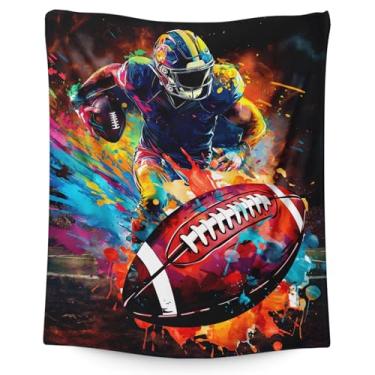 Imagem de Cobertor para meninos, homens, adolescentes, adultos, amantes de futebol, 203 x 152 cm, macio, leve, quente, esportes e mantas presentes para quarto, sala de estar, decoração de casa