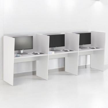 Imagem de Estação De Trabalho Escritório Mesa Call Center 3 Lugares Branco