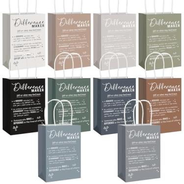 Imagem de Gueevin 20 peças de sacos de presente de agradecimento a granel com alças de papel kraft sacos de agradecimento de funcionários Você faz a diferença presente para mulheres voluntárias lembrancinhas de