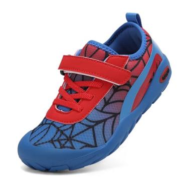 Imagem de EQW Tênis infantil aquático para meninos e meninas, bico largo, praia, piscina, ar livre, secagem rápida, atividades ao ar livre, Azul/vermelho, 15