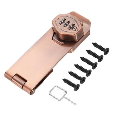 Imagem de PATIKIL Fechadura de combinação de armário sem chave, 12,7 cm, liga de zinco, senha de 3 dígitos, trava de ferrolho para armários, armário, gaveta, armário de cozinha ao ar livre, bronze