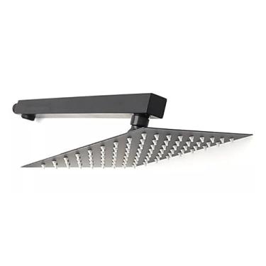 Imagem de Chuveiro Ducha Slin Quadrada C/Chuveirinho Luxo E Desviador Kit completo (Chuveiro Preto)