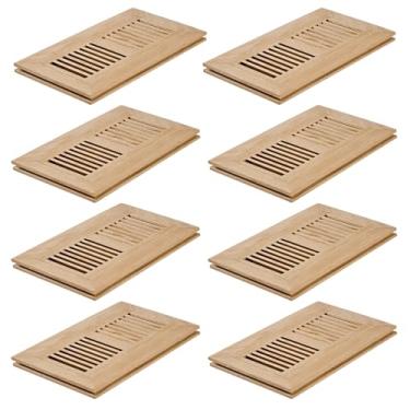 Imagem de Razo Pacote com 8 peças de registro de piso de madeira de carvalho branco, ventilação de montagem embutida com amortecedor, 10 x 25 cm (abertura do duto), espessura de 3/4 polegadas, inacabado