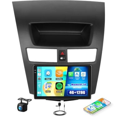 Imagem de [4 + 128 GB] Rádio estéreo para carro Android 15 para Mazda BT-50 2011-2020 com carro sem fio CarPlay Android Auto, tela de 22.9 cm com Bluetooth GPS WiFi FM/RDS DSP EQ SWC câmera de backup