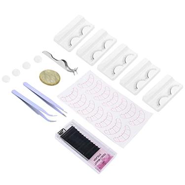 Imagem de Kit de prática de extensão de cílios profissional pinças de cílios postiços clipe cola junta copo conjunto de almofada de olho para iniciantes 100% novo fibra química aço