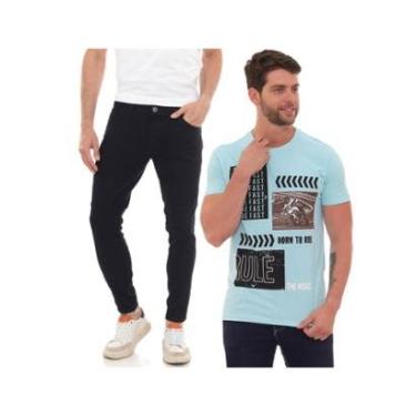 Imagem de Kit Calça Jeans e Camiseta Masculina Modelo Casual Básico-Masculino