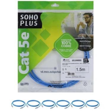 Imagem de 6 Patch Cord U/utp Furukawa Sohoplus Cat5e Cmx 1.5m Azul-Claro