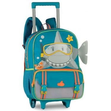 Imagem de Mochila De Rodinhas Escolar Infantil Creche Media 16" Menino Tubarão A