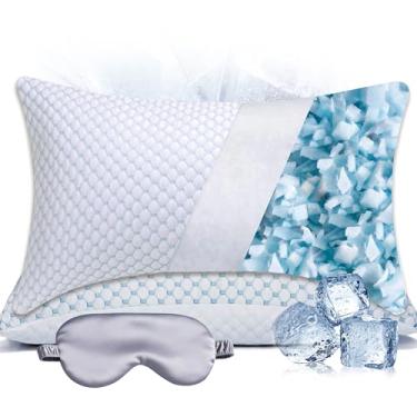 Imagem de JMZANSI Almofada de espuma viscoelástica desfiada ajustável premium - adequada para pessoas que dormem de lado, costas e estômago, com capa lavável na máquina de fibra de resfriamento (Queen (padrão
